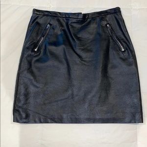 black leather zipper skirt